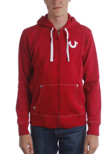 True Religion Men's Flocked Classic Buddha Logo Zip Up Hoodie Sweatshirt von True Religion