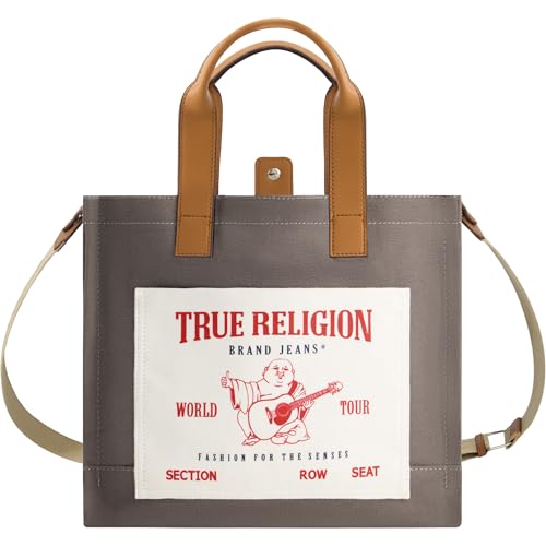 True Religion Tote, Women's Medium Travel Shoulder Bag with Adjustable Strap, Grey von True Religion