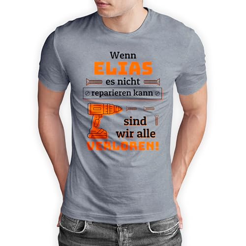 Geschenk für Handwerker: Unisex T-Shirt für Damen & Herren personalisiert „Wenn Name es Nicht reparieren kann“ – Idee Kollegen Vatertag Muttertag Geburtstag (L, Grau) von True Statements