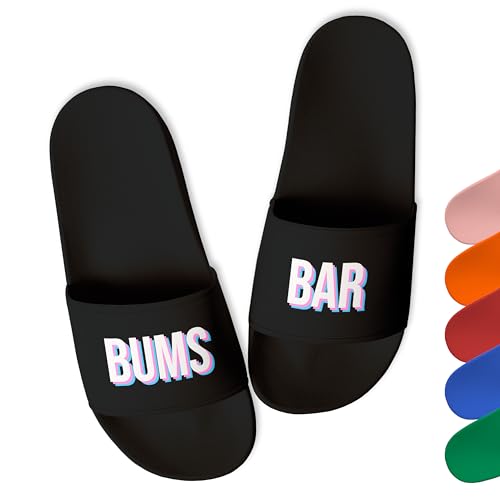 Lustige Badelatschen „Bumsbar” - Trendige Party Schlappen Herren Damen Unisex - witzige Saufschlappen - aus robustem PVC, Schwarz, Gr. 41 von True Statements