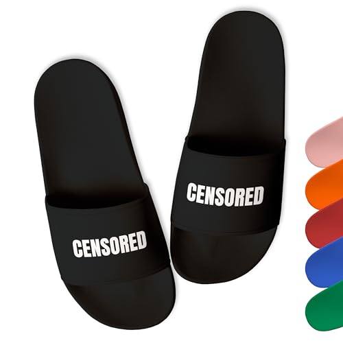 Lustige Badelatschen „Censored” - Trendige Party Schlappen Herren Damen Unisex - witzige Saufschlappen - aus robustem PVC, Schwarz, Gr. 47 von True Statements