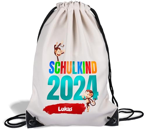 Sportbeutel für Mädchen und Jungen „Schulkind 2024“ – personalisiertes Geschenk zur Einschulung mit Namen des Schulkinds - Turnbeutel zum Schulanfang für Erstklässler und Schulanfänger von True Statements