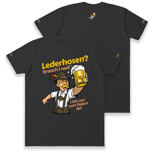 Trachtenshirt „Lederhosen? Brauch I ned! – lustiges Fun T-Shirt Herren Männer Kostüm Bayerisches Outfit Oktoberfest (Größe 5XL, Schwarz) von True Statements