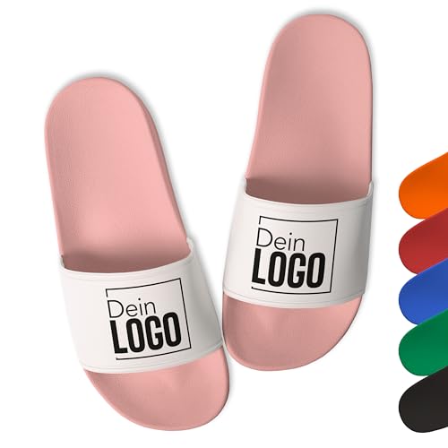 True Statements Badelatschen personalisiert mit eigenem Logo/Bild/Foto – selbst gestalten - Schlappen Slipper Slides, Rosa, Gr. 44 von True Statements