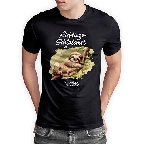 True Statements T-Shirt für Herren personalisiert „Lieblings-Schlafshirt“ mit Rundhalsausschnitt, 100% Baumwolle, Moderner klassischer Schnitt, Geschenk zu jedem Anlass, Schwarz, Gr. M True Statements T-Shirt für Herren personalisiert „Lieblings-Schlafshirt“ mit Rundhalsausschnitt, 100% Baumwolle, Moderner klassischer Schnitt, Geschenk zu jedem Anlass, Schwarz, Gr. M von True Statements