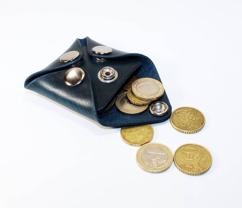 Blaue Leder Geldbörse Kleine Geldbörse von TrueCalf