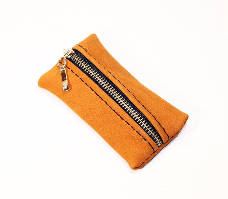 Braune Leder Geldbörse Kleine Geldbörse Mit Reißverschluss | 10 X 5 cm von TrueCalf