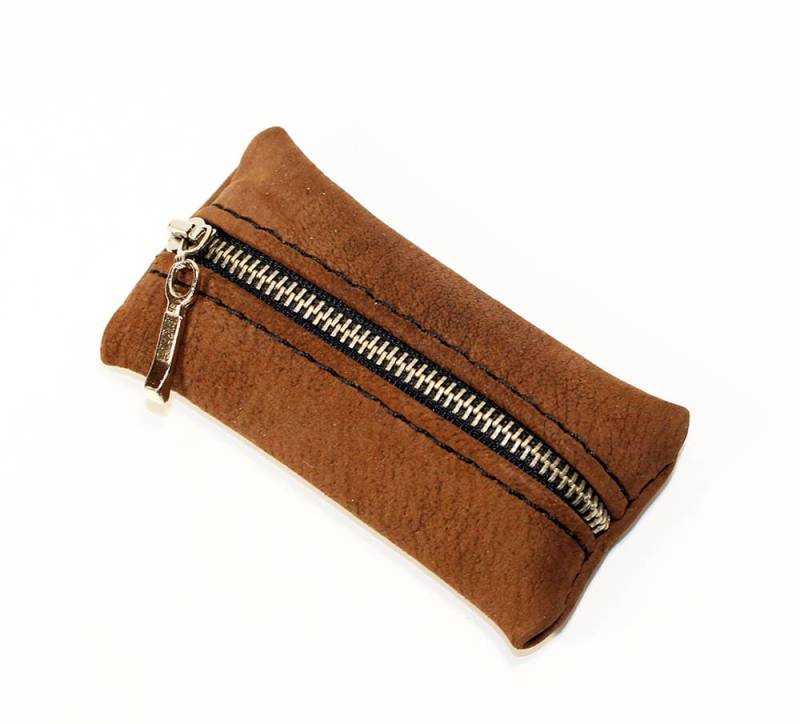 Braune Leder Geldbörse Kleine Geldbörse Mit Reißverschluss | 10 X 5 cm von TrueCalf