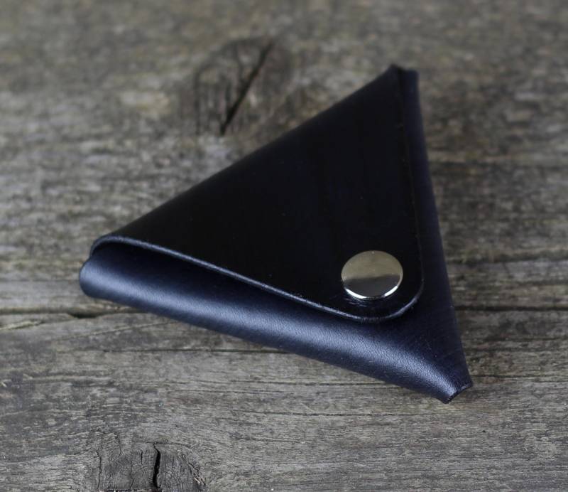 Geldbörse Aus Schwarzem Leder | Dreieck Kleine von TrueCalf