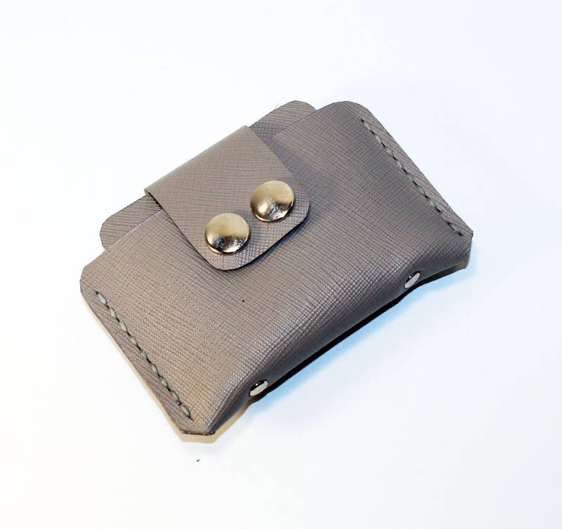 Graue Leder Geldbörse Kleines Kartenetui von TrueCalf