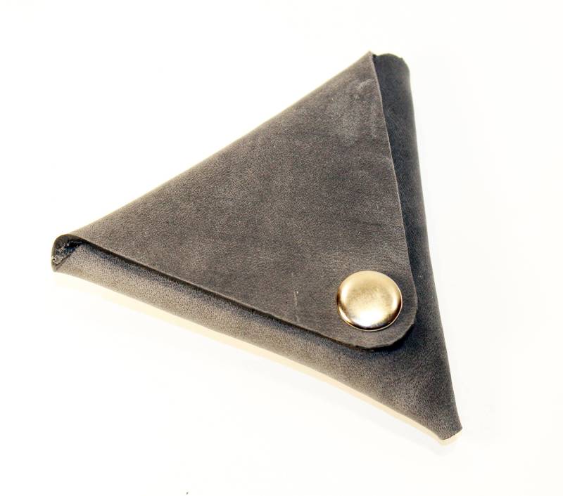 Handgefertigt Graue Triangle Leder Geldbörse Kleine Geldbörse von TrueCalf
