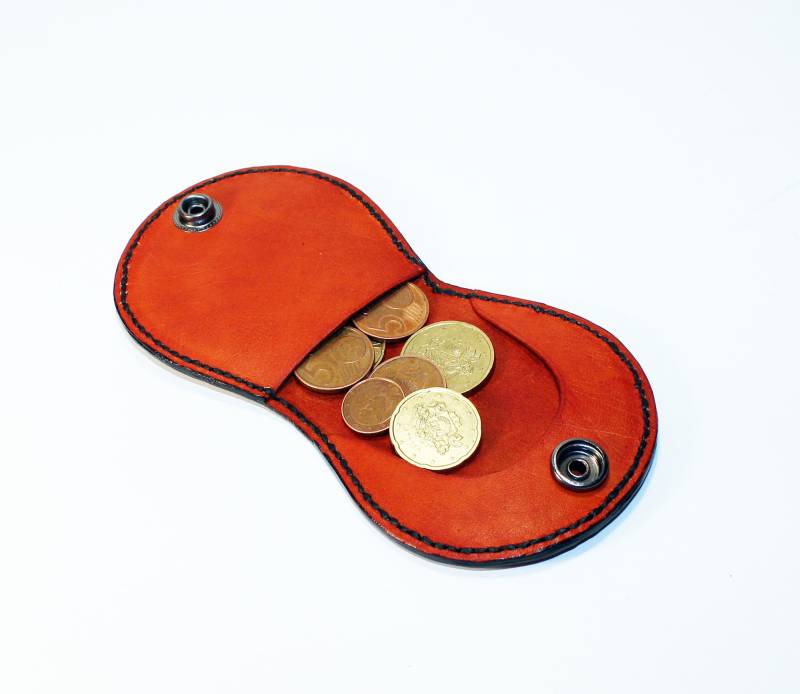 Handgefertigt Orange Leder Portemonnaie Eine Schlanke Geldbörse von TrueCalf