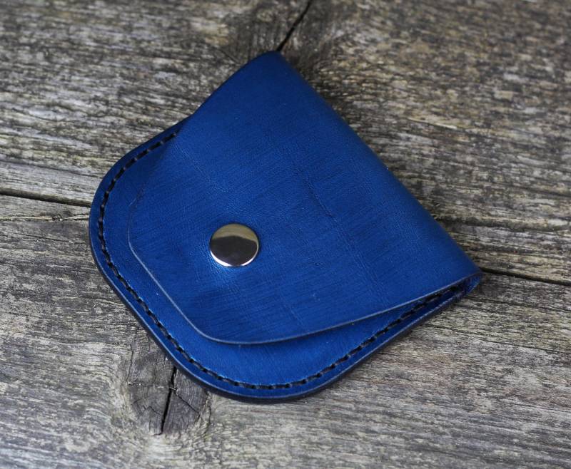 Handgefertigte Blaue Leder Münze Geldbörse Kleine Geldbörse von TrueCalf