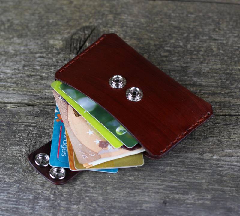 Handgefertigte Braune Leder Geldbörse Kleines Kartenetui von TrueCalf