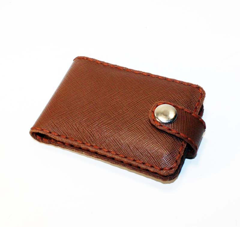 Handgefertigte Braune Leder Geldbörse Kleines Kartenetui von TrueCalf