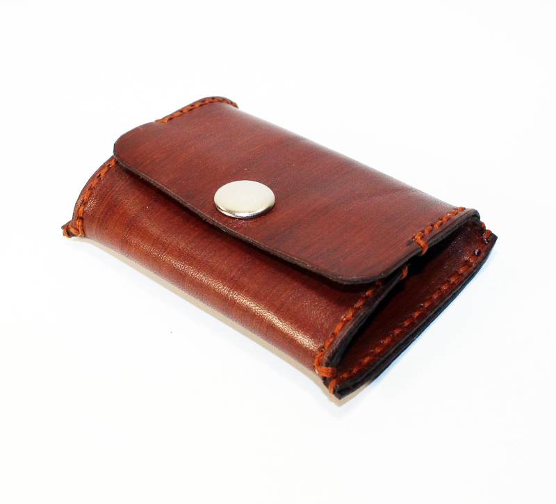 Handgefertigte Braune Leder Geldbörse Schlanke Mini Geldbörse von TrueCalf