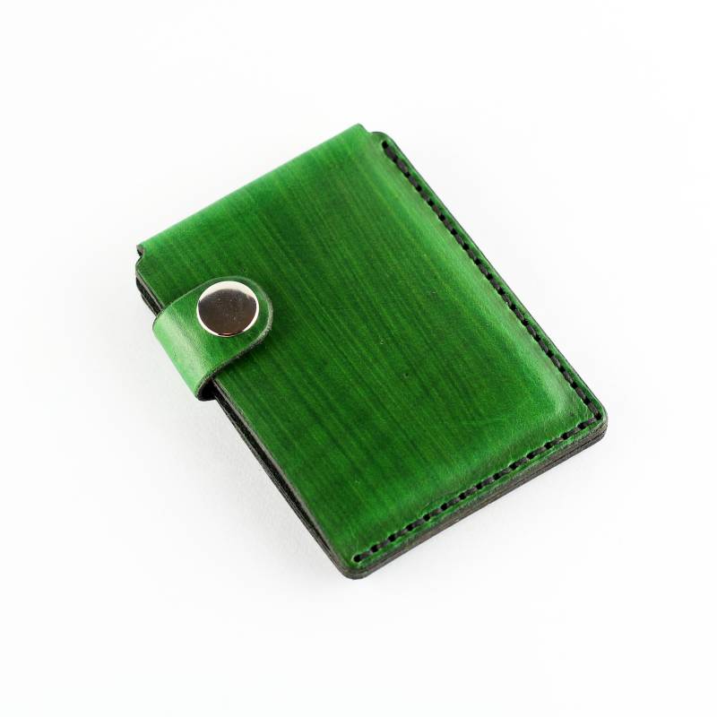 Handgefertigte Grüne Leder Geldbörse Schlanke Kreditkartentasche von TrueCalf