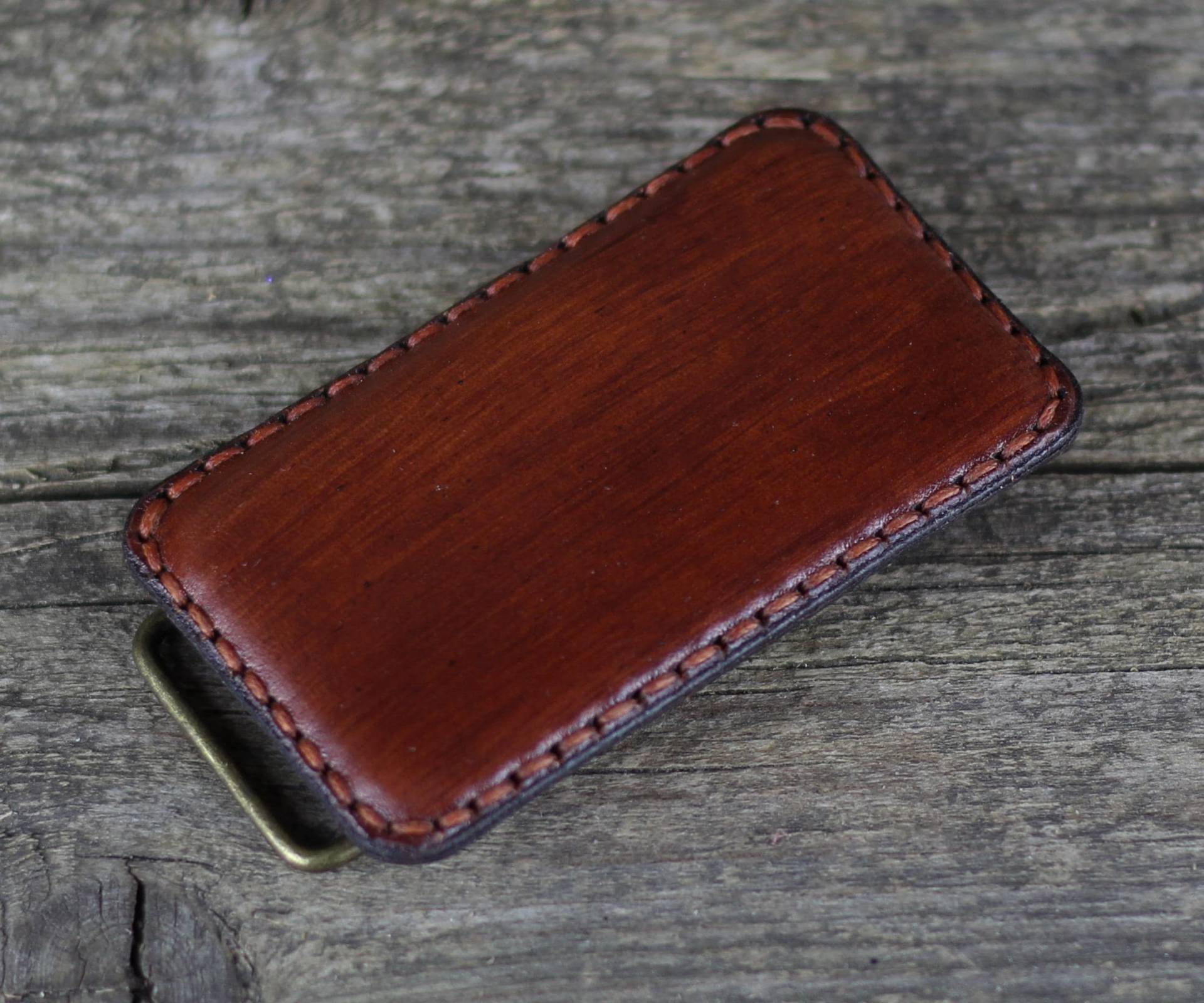 Handgefertigte Gürtelschnalle Aus Vollrindleder in Braun 30 Mm von TrueCalf