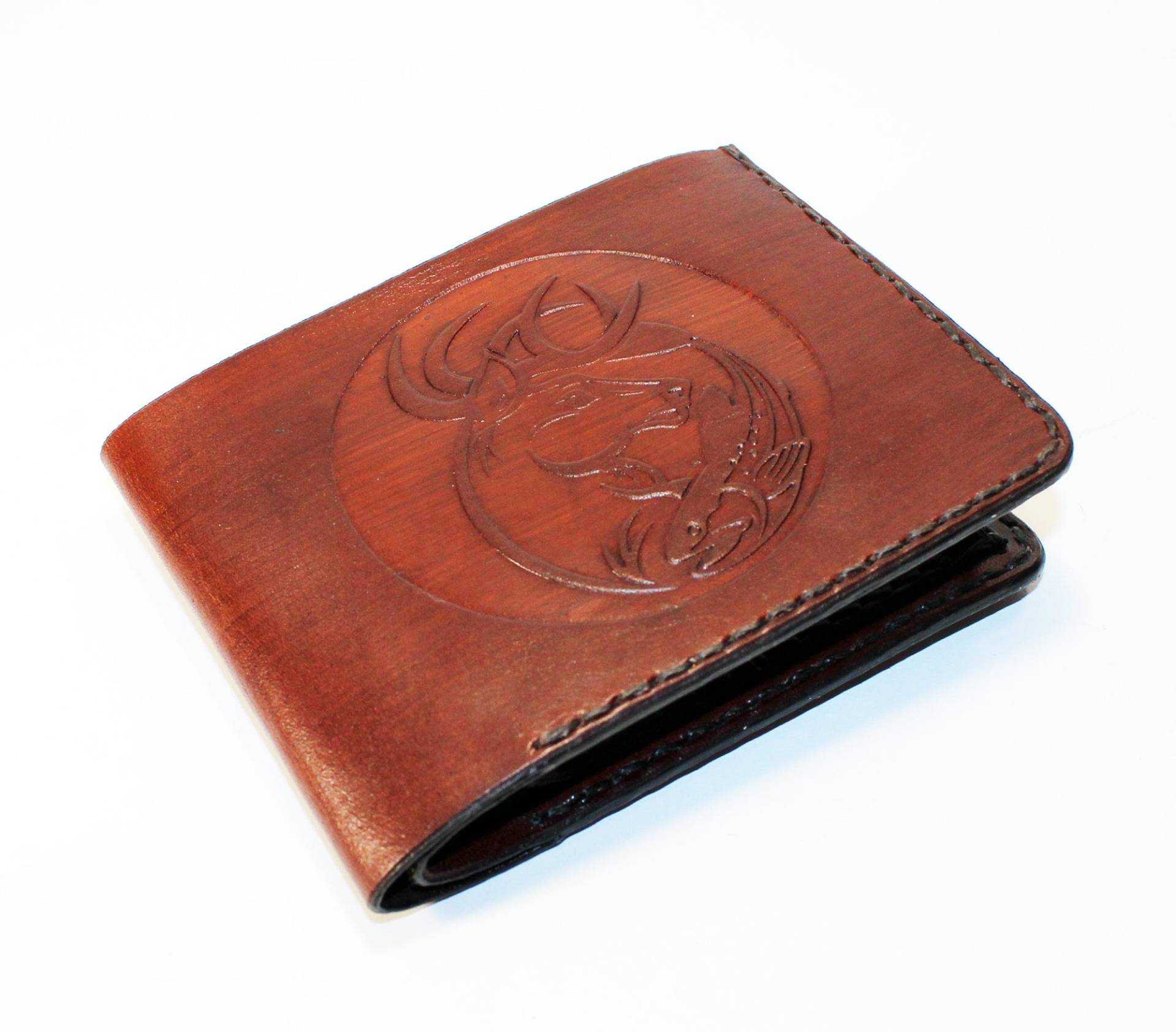 Handgefertigte Jäger Leder Geldbörse Im Jagt - Und Angeldesign, 3 Kartenfächer von TrueCalf