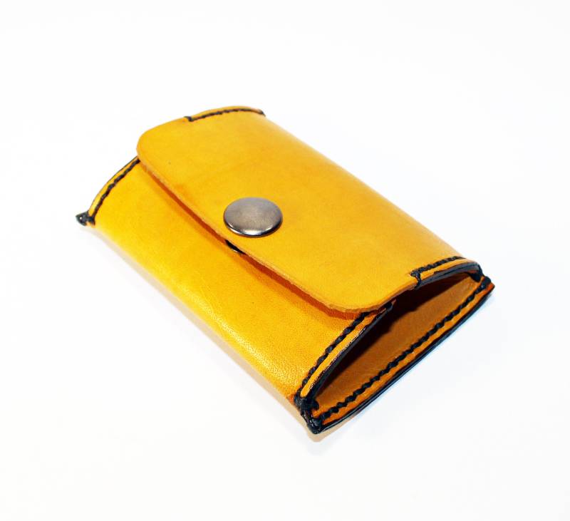 Handgefertigte Leder Dreieck Geldbörse - Gelbe Kleine Brieftasche von TrueCalf