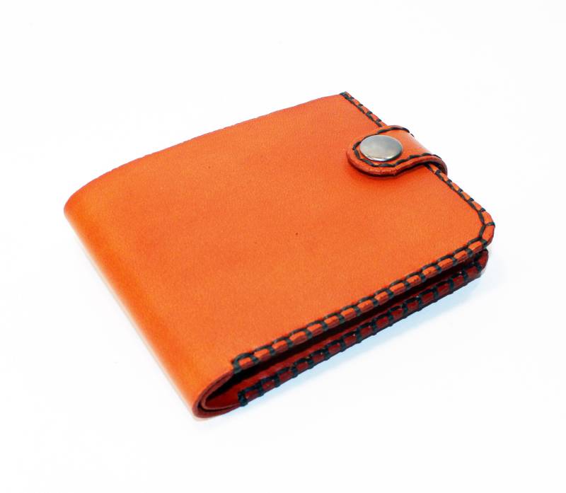 Handgefertigte Orange Leder Geldbörse Kreditkartenetui von TrueCalf
