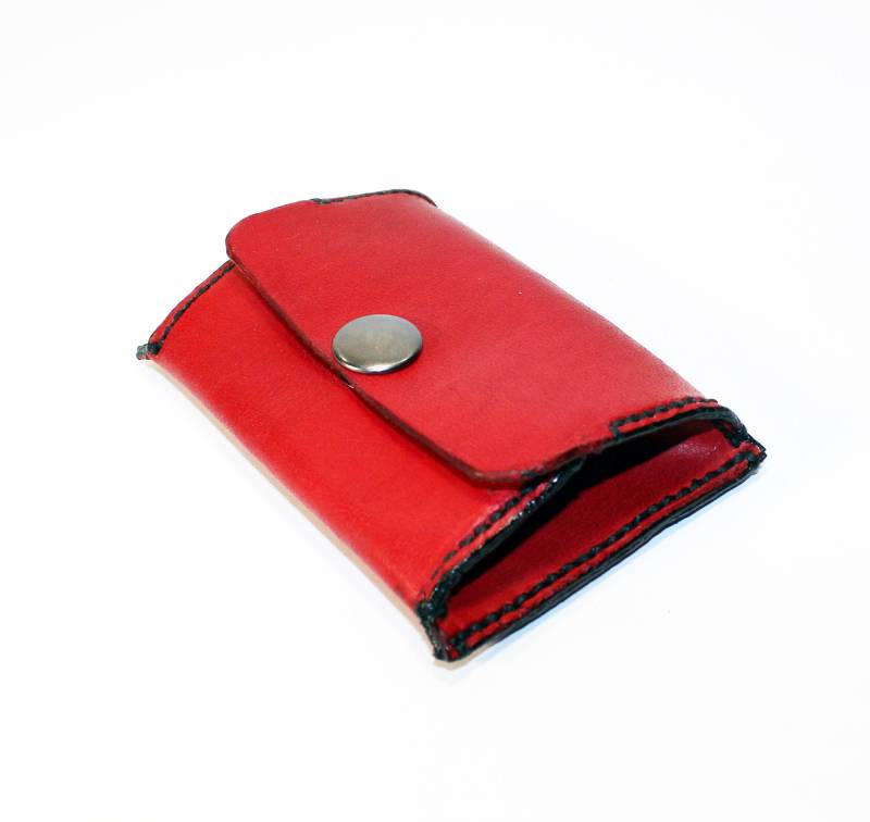 Handgefertigte Rote Leder Geldbörse Eine Schlanke Geldbörse von TrueCalf
