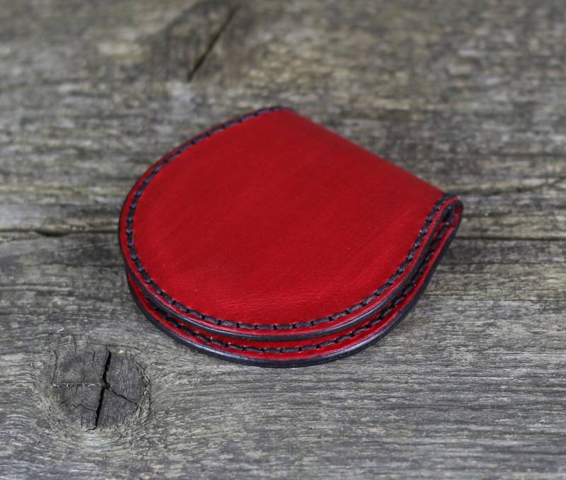 Handgefertigte Rote Leder Geldbörse Schlanke Mini Geldbörse von TrueCalf