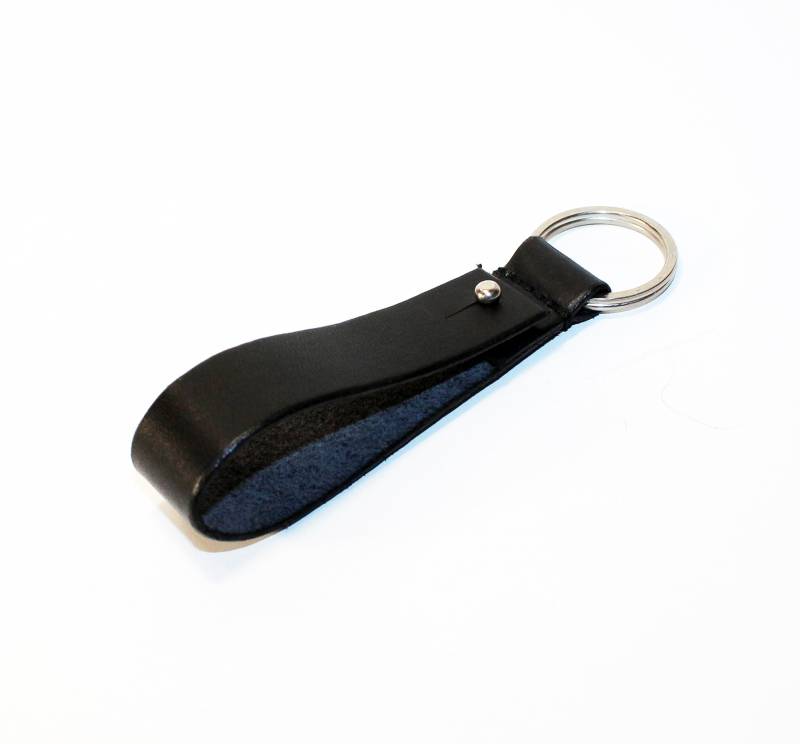 Handgefertigte Schwarz Leder Schlüsselanhänger Minimalist Key Fob von TrueCalf
