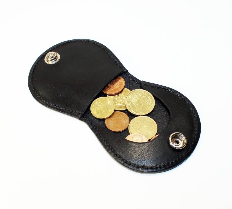 Handgefertigte Schwarze Leder Geldbörse Schlanke Mini Geldbörse von TrueCalf