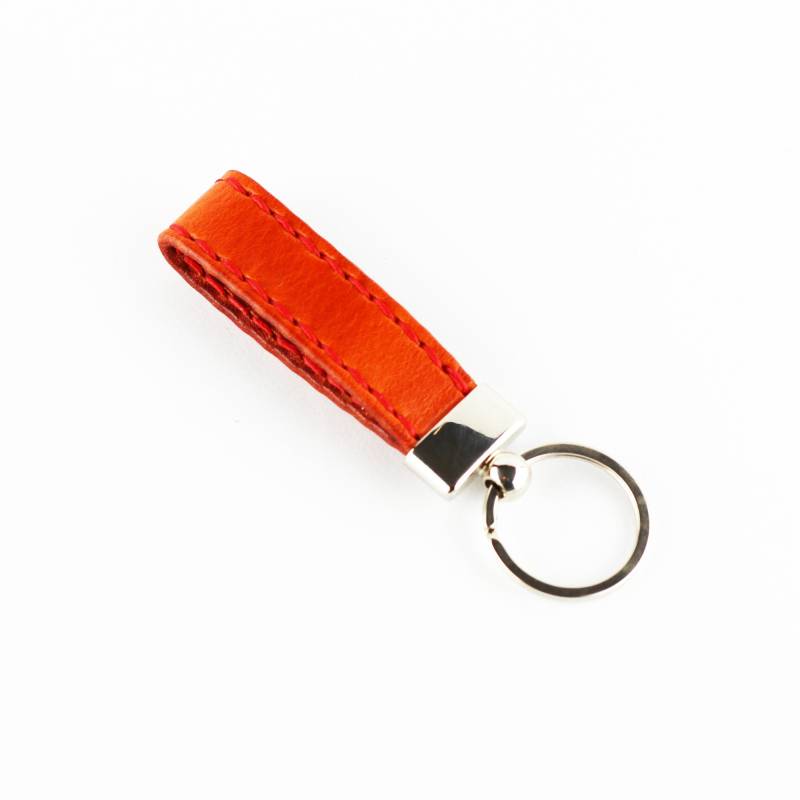 Handgefertigter Schlüsselanhänger Aus Leder in Orange Personalisierter von TrueCalf