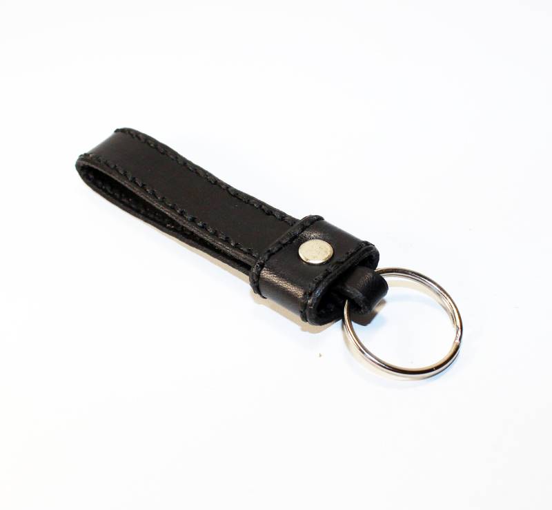 Handgefertigter Schwarzer Lederschlüsselanhänger 2 X 14 cm von TrueCalf