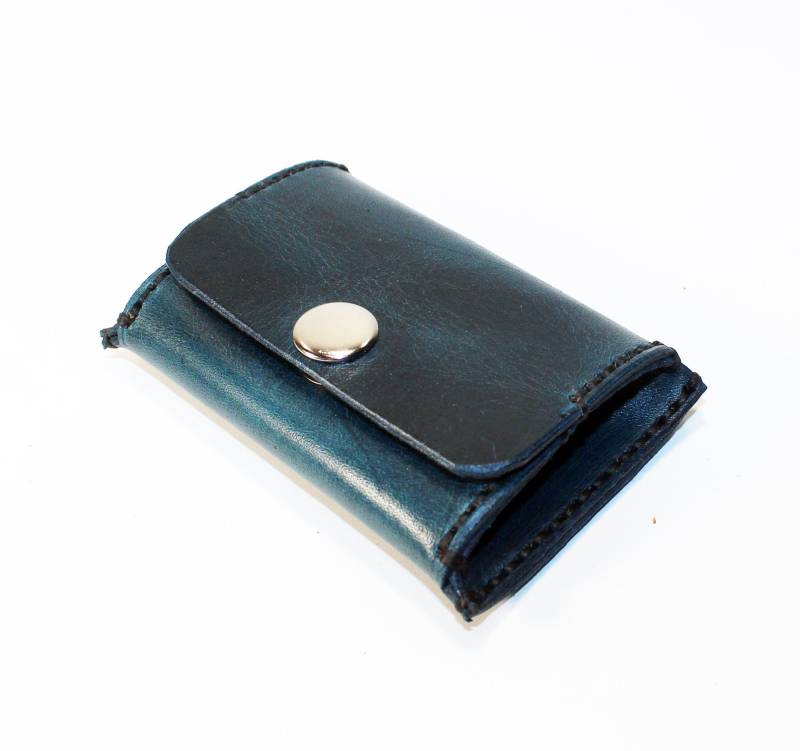 Handgefertigtes Blau Leder Portemonnaie Eine Schlanke Geldbörse von TrueCalf