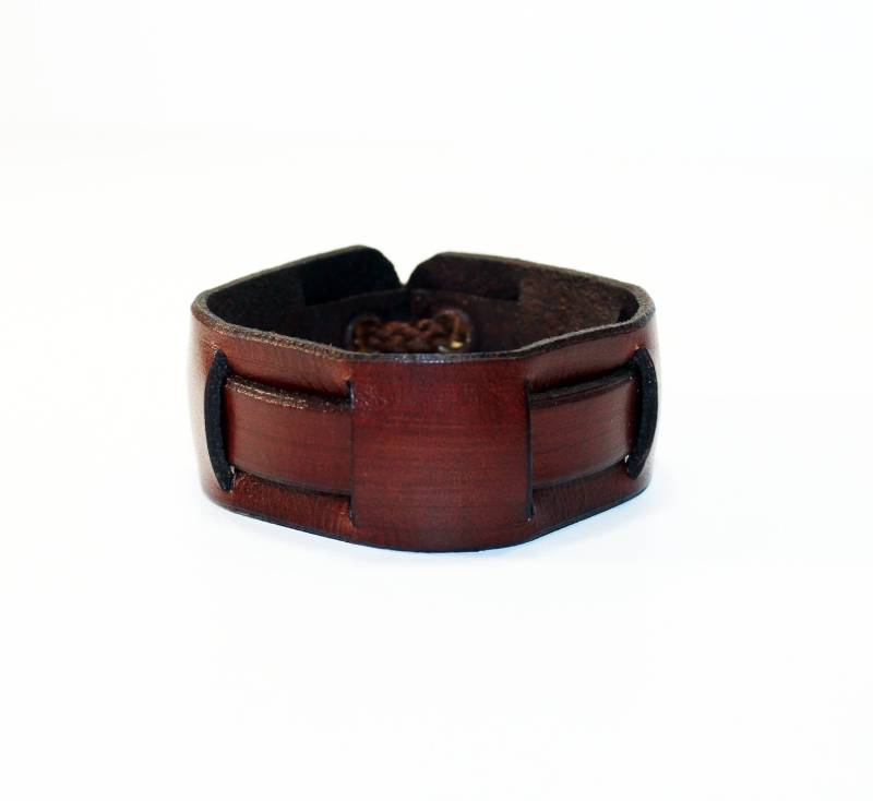 Handgefertigtes Braun Leder Manschette Armband Verstellbarer Damen Schmuck von TrueCalf