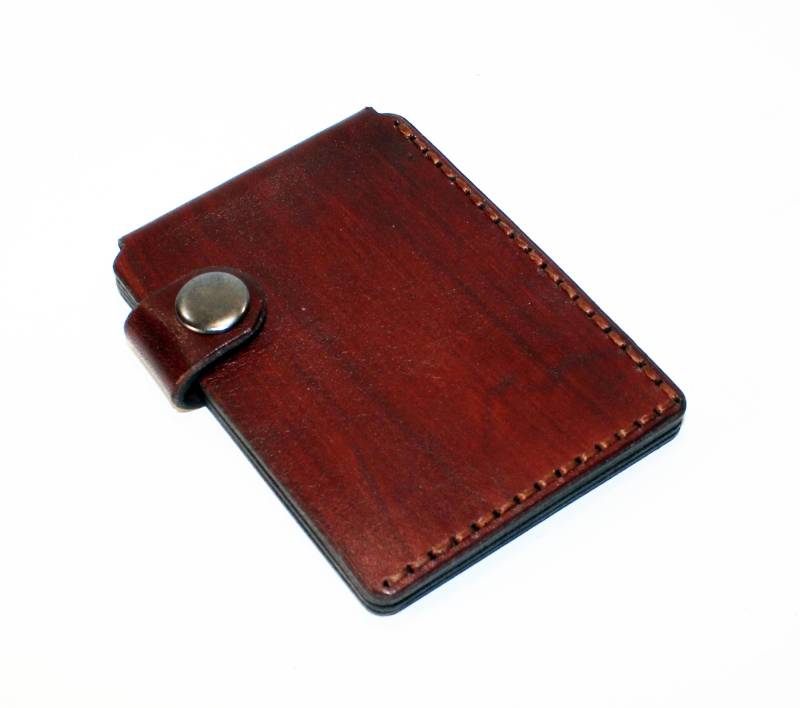 Handgefertigtes Braunes Leder Kreditkartenetui Schlanke Brieftasche von TrueCalf