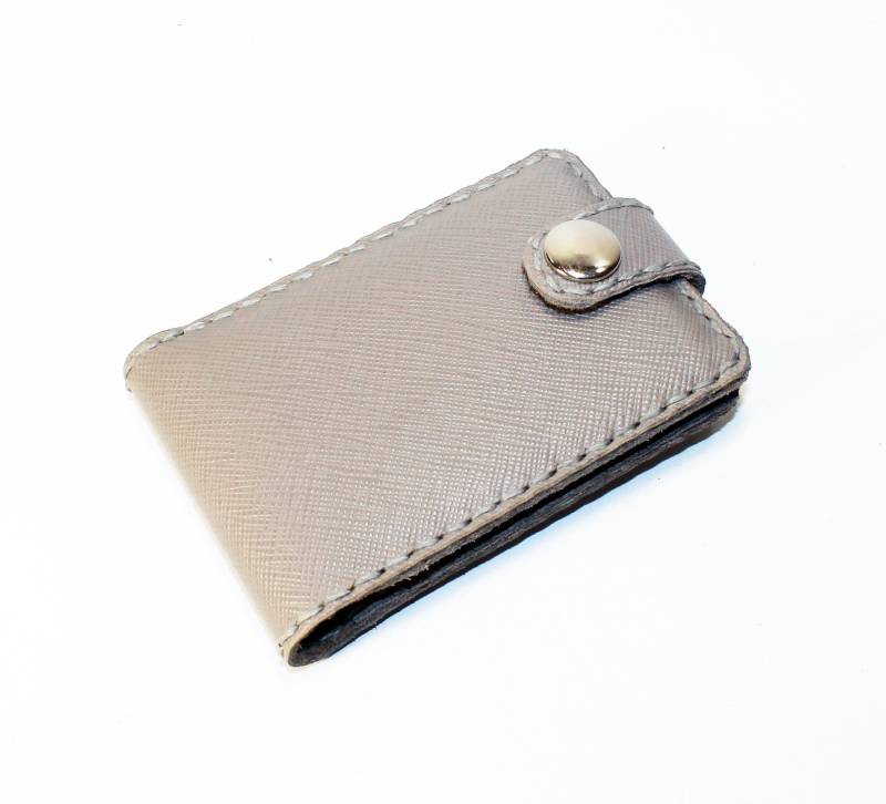 Handgefertigtes Graues Leder Kreditkartenetui Kleines Kartenetui von TrueCalf