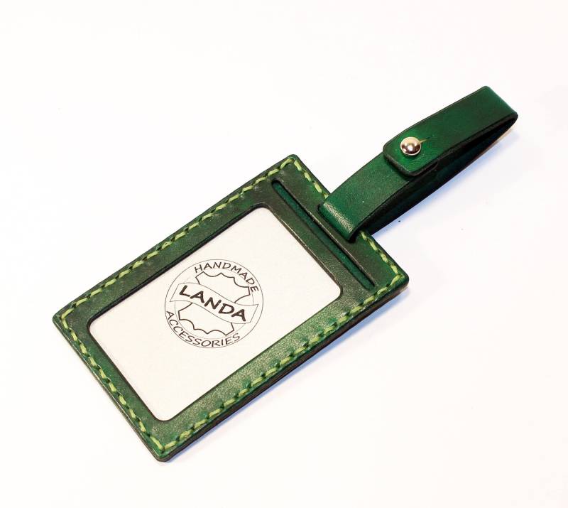 Handgefertigtes Grünes Leder Id Kartenetui - Gepäckanhänger von TrueCalf