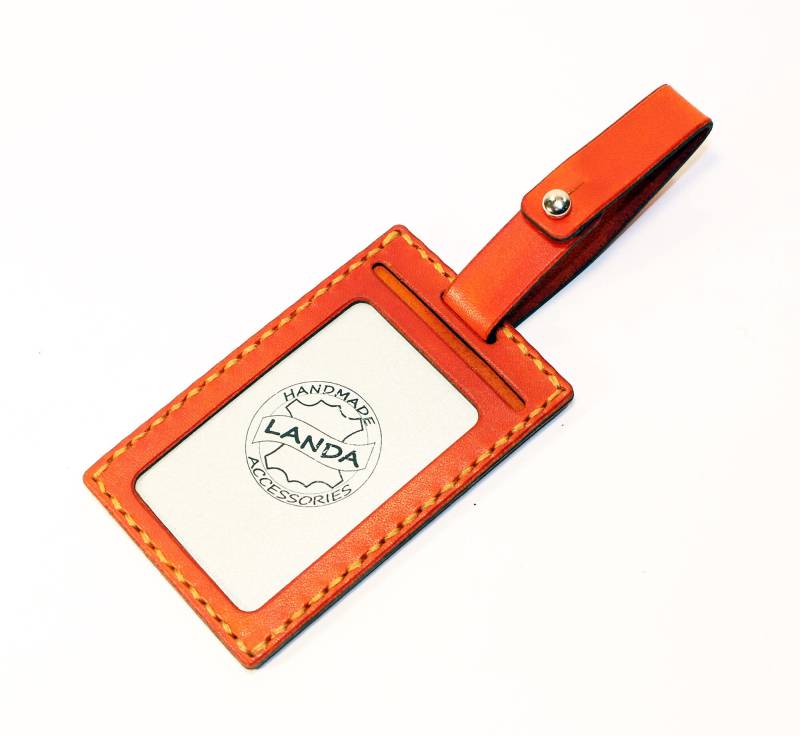 Handgefertigtes Oranges Leder Id Kartenetui - Gepäckanhänger von TrueCalf