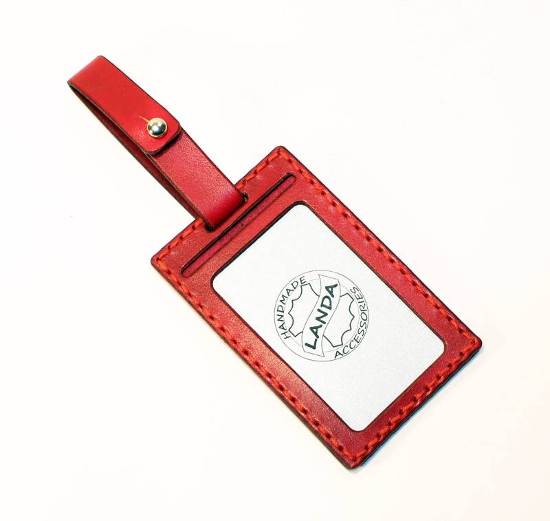 Handgefertigtes Rotes Leder Id Kartenetui - Gepäckanhänger von TrueCalf