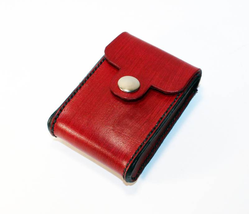 Handgefertigtes Rotes Leder Kreditkartenetui Visitenkarten Etui von TrueCalf