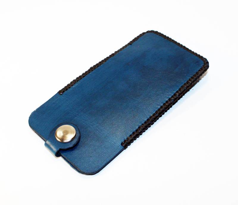 Handgemachte Blaue Leder Schlüsselhalter Mit Silber Ring von TrueCalf