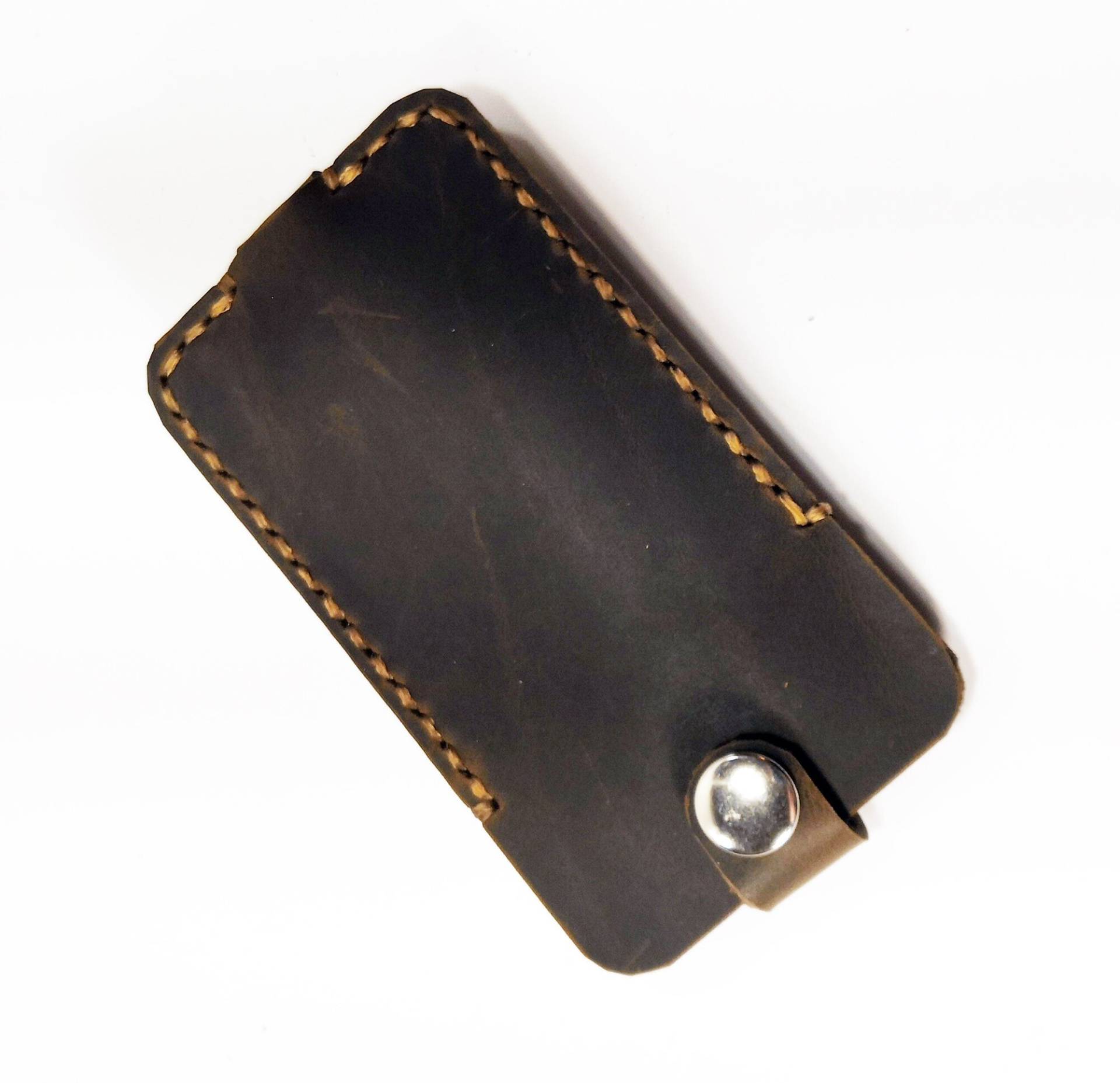 Handgemachter Schlüsselhalter Aus Leder, Tabakfarbe, Silberschlüsselring von TrueCalf