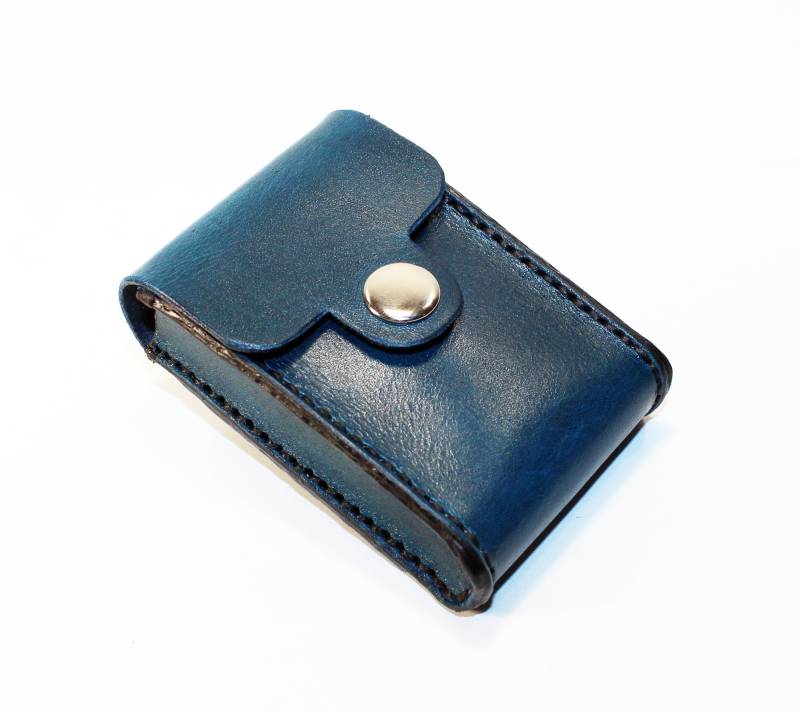 Handgemachtes Blaues Leder Kreditkartenetui Visitenkartenetui von TrueCalf