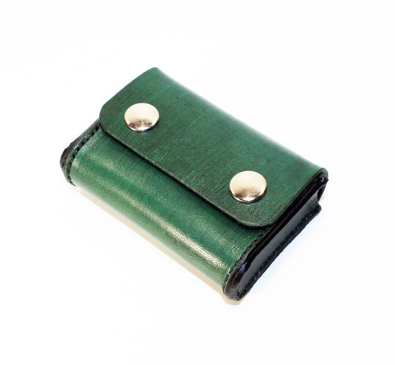 Handgemachtes Grünes Leder Kreditkartenetui Pflanzlich Gegerbtes Portemonnaie von TrueCalf