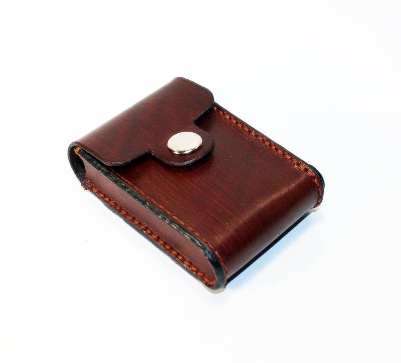 Handgenähtes Braunes Leder Kreditkartenetui Visitenkarten Etui von TrueCalf