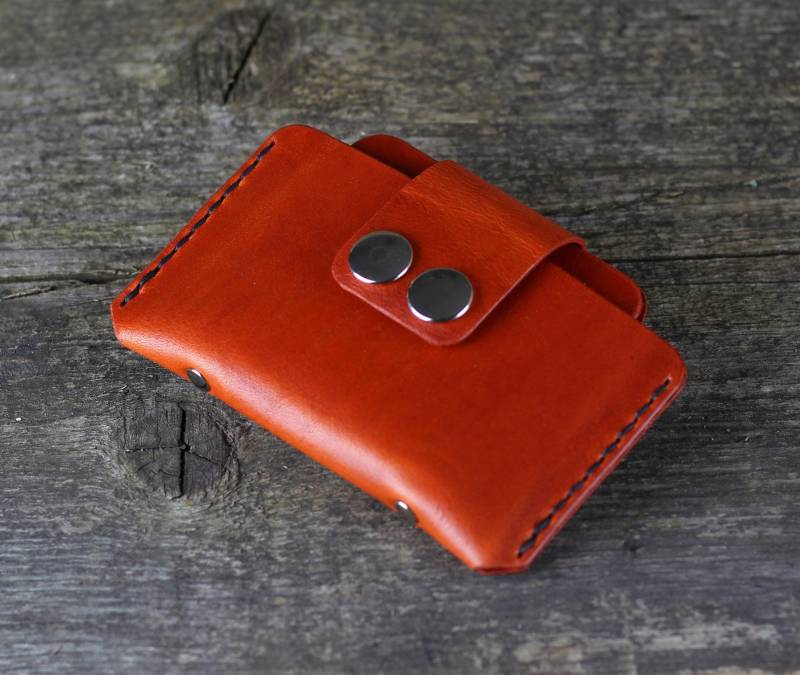 Orangefarbene Geldbörse Aus Leder Kleines Kartenetui von TrueCalf