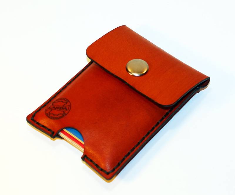 Oranges Leder-Kreditkartenetui Visitenkarten-Geldbörse von TrueCalf