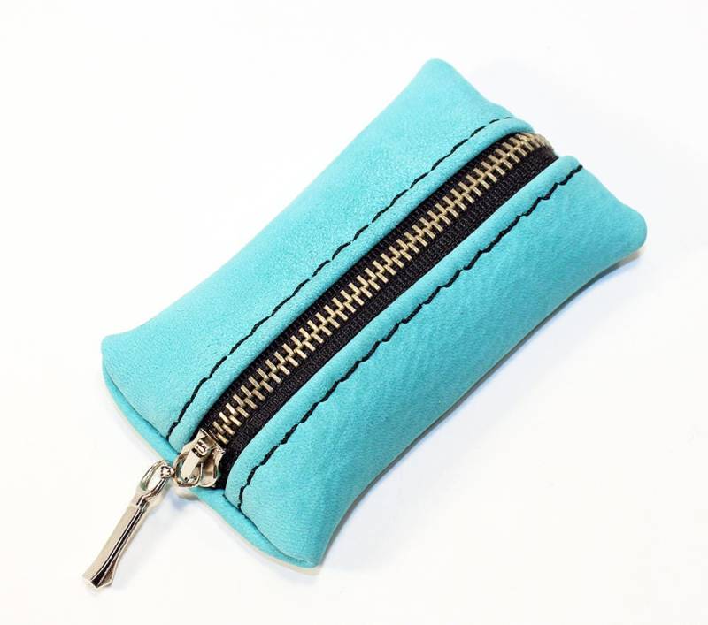 Portemonnaie Aus Leder in Ozeanblau Kleine Geldbörse | 10 X 5 cm von TrueCalf