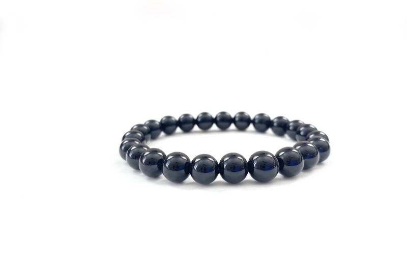 Schwarzer Obsidian - Mala Armband Ziele Erreichen Intuition Entwickeln Erdungsstein Stretch Unisex von TrueNatureJewelry