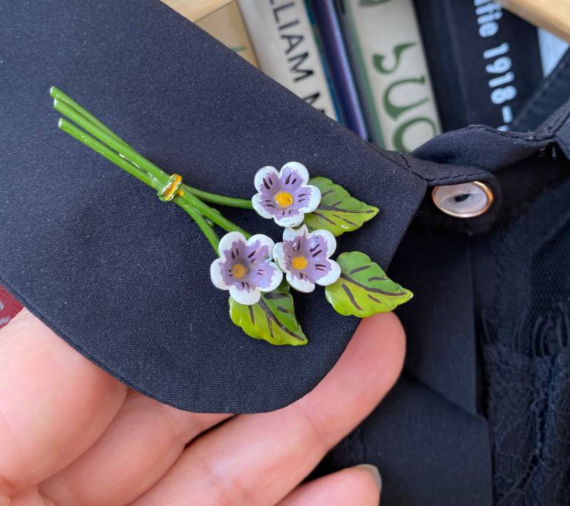 Seltene Brosche Aus Der Sowjetunion - Vergissmeinnicht Blumenstrauß Handbemalter Retro 1960Er Jahre Seltene Brosche Aus Der Sowjetunion - Vergissmeinnicht Blumenstrauß Handbemalter Retro 1960Er Jahre von TrueOldEurope