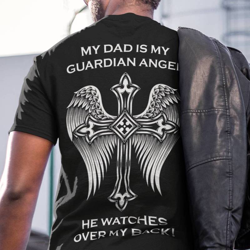 Vater T-Shirt, Mein Papa Ist Mein Schutzengel Vatertag Familie T-Shirt Kollektion, Shirt Bis Zu 3xl von TruePassionStyles
